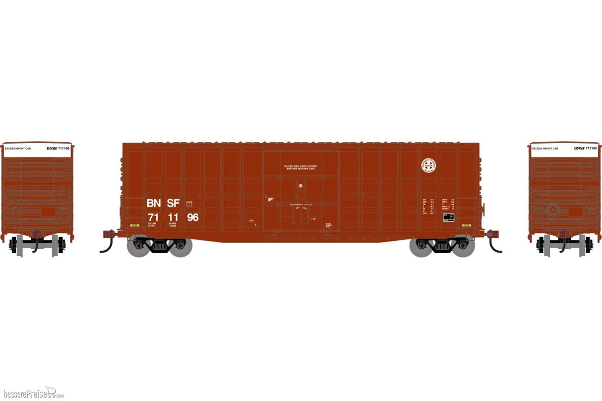 Roundhouse HO  50' Waffle High Cube Box Car, BNSF Railway #711196