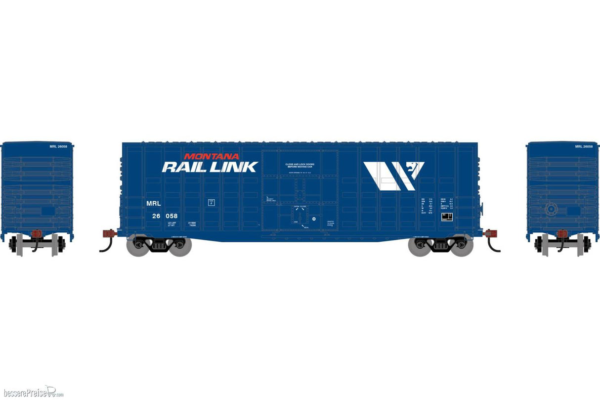 Roundhouse HO  50' Waffle High Cube Box Car, Montana Rail Link (MRL) #26058