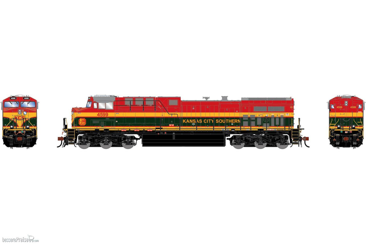 Athearn Genesis HO  AC4400CW Locomotive, Kansas City Southern (KCS) 'Southern Belle' #4599