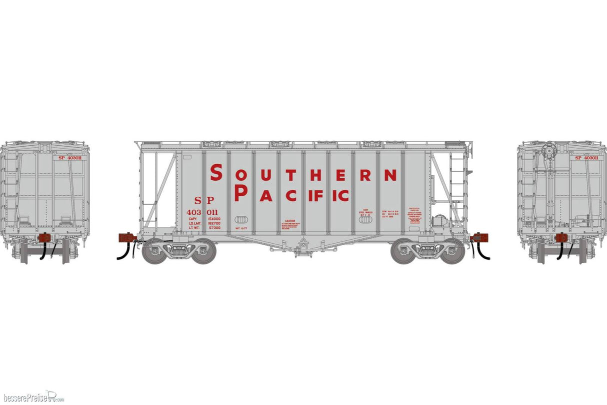 Athearn Genesis HO  GATC 2600 Airslide Covered Hopper- Early, Southern Pacific (SP) #403011