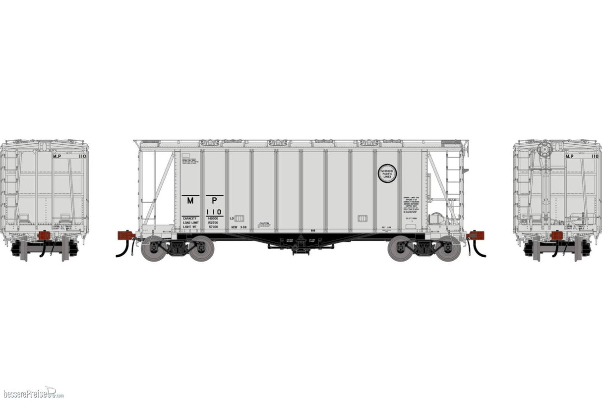 Athearn Genesis HO  GATC 2600 Airslide Covered Hopper- Early, Missouri Pacific (MP) #110