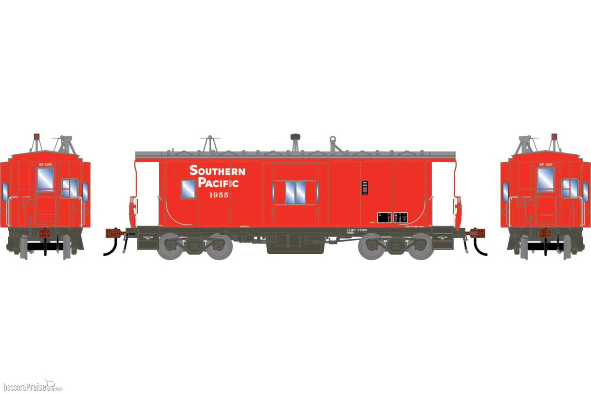 Athearn Genesis HO  ICC Bay Window Caboose w/Lights, Legendary Liveries Late Red Southern Pacific (SP) #1955