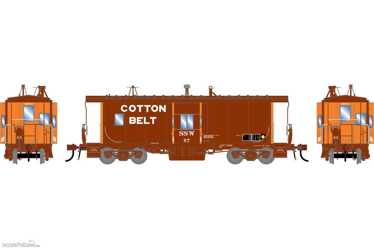 Athearn Genesis HO  ICC Bay Window Caboose w/Lights & Sound, Late Cotton Belt (SSW) #87