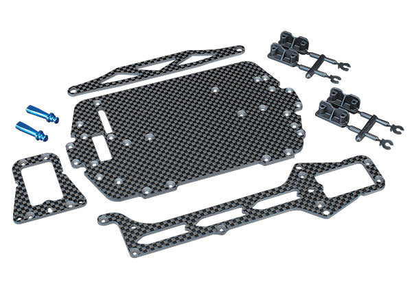 Traxxas 7525 Carbon fiber conversion kit (includes Chassis, upper Chassis, battery hold down, adhesive foam tape, Hardware) - TRA7525