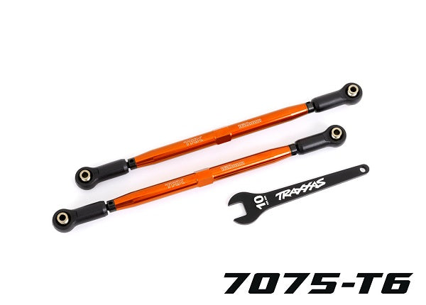 Traxxas 7897-ORNG Toe links, Front (TUBES orange-anodized, 7075-T6 aluminum, stronger than titanium) (2) (for use with #7895 X-Maxx WideMaxx suspension kit)