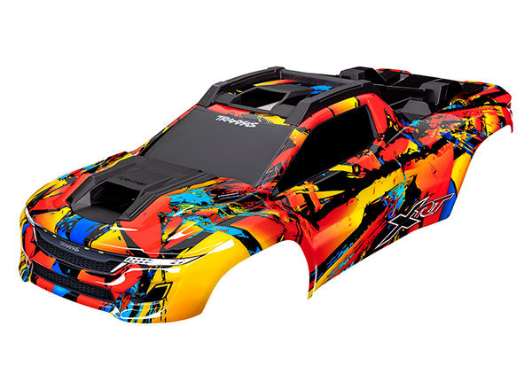 Traxxas 7898 Body, XRT™, Solar Flare (painted, decals applied) (assembled with Front & Rear Body supports for clipless Mounting, roof & hood Skid Pads)