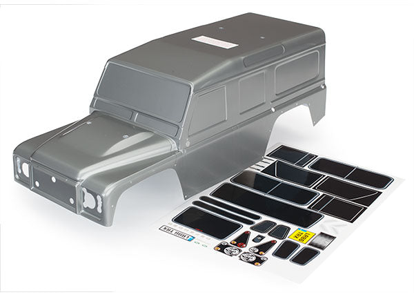 Traxxas 8011X Body, Land Rover Defender, graphite silver (painted)/ decals - TRA8011X