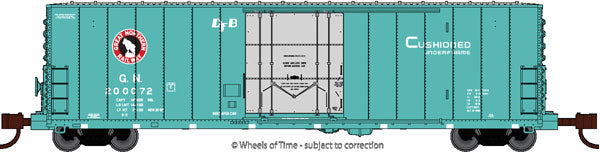 Wheels of Time PC&F 50' 70-Ton XLI Insulated Plug-Door Boxcar w/10' Superior Door Ready to Ru -- Great Northern #200072 (Glacial Green, gray, red, black, Silhouette Rocky) - 805-61075