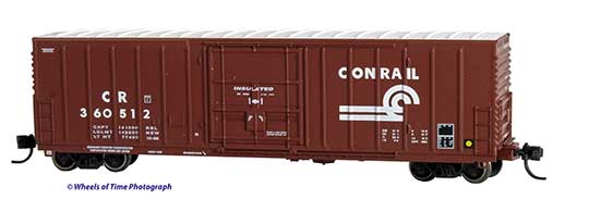 Wheels of Time Pacific Car & Foundry 70-Ton 50' Exterior-Post Insulated Boxcar - Ready to Run -- Conrail 360515 (Boxcar red, white) - 805-61172