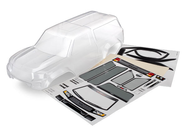 Traxxas 8112 Body with camper, TRX-4 Sport (Clear, trimmed, requires painting)/ window masks/ Decal Sheet - TRA8112