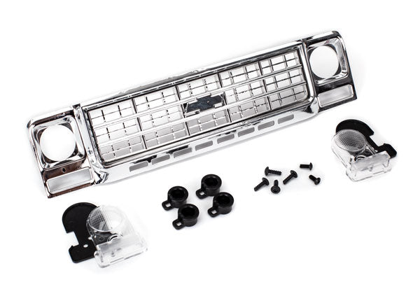 Traxxas 8134 Grille , Chevrolet Blazer (1979) / grille retainers (4) / headlight housing (2) / lens (2) / 2.6x8 BCS (4) / 2.5x6 BCS (2) (fits #8130 Body) - TRA8134
