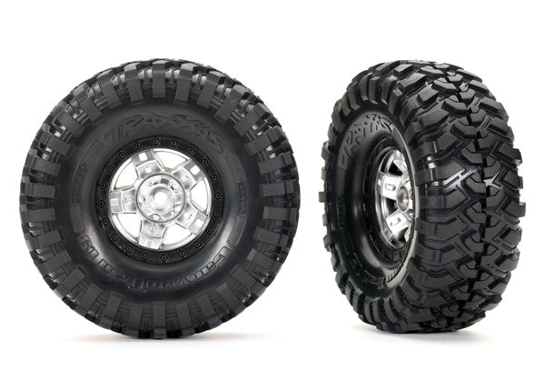 Traxxas 8179X Tires & Wheels, assembled, glued (TRX-4 Sport, satin chrome, black beadlock 1.9' Wheels, Canyon Trail 4.6x1.9' Tires) (2)