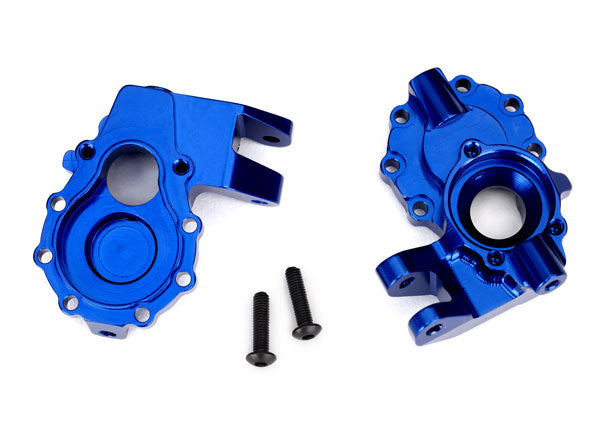Traxxas 8252X Portal housings , inner (Front) , 6061-T6 aluminum (blue-anodized) (2) / 3x12 BCS (2) - TRA8252X