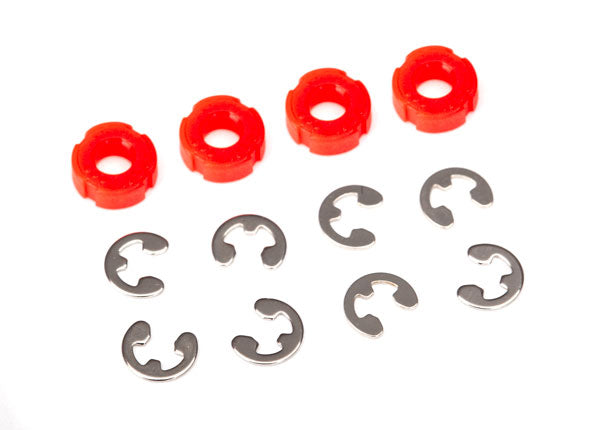 Traxxas 8261 Piston, damper (red) (4)/ e-clips (8) - TRA8261