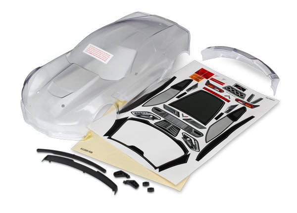 Traxxas 8386 Body, Chevrolet Corvette Z06 (Clear, requires painting)/ Decal Sheet (includes side mirrors, spoiler, & Mounting Hardware) - TRA8386
