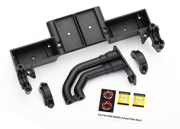 Traxxas 8420 Chassis tray/ driveshaft Clamps/ fuel filler (black) - TRA8420
