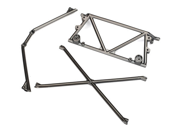 Traxxas 8433X Tube Chassis ,  center support /  cage top /  Rear cage support (satin black chrome-Plated) - TRA8433X
