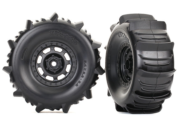 Traxxas 8475 Tires and Wheels, assembled, glued (Desert Racer Wheels, paddle Tires, foam Inserts) (2) - TRA8475