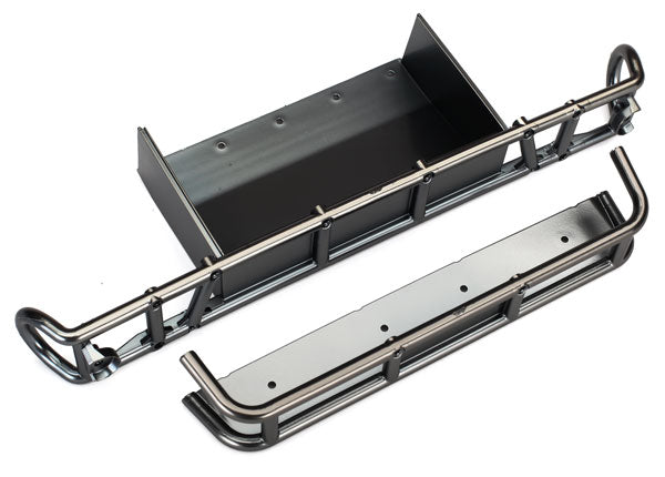 Traxxas 8536X Bumper , Rear / bumper extension (satin black chrome-Plated) - TRA8536X