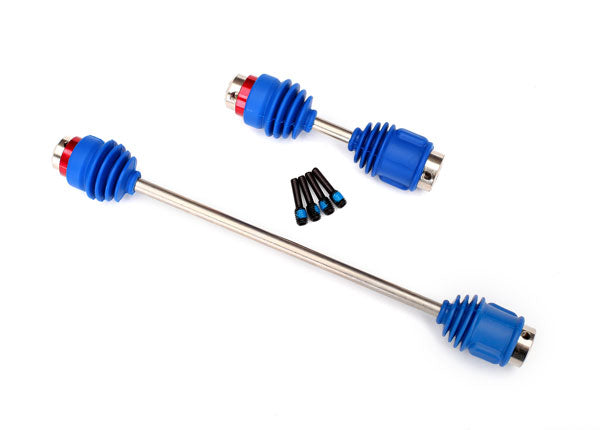 Traxxas 8655R Driveshafts, center E-Revo (steel constant-velocity) Front (1)/ Rear (1) (assembled with inner and outer dust boots, for E-Revo) - TRA8655R