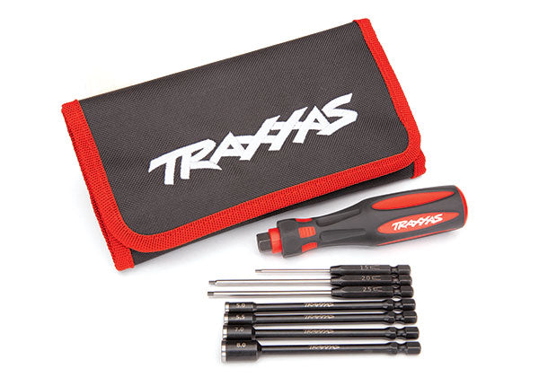 Traxxas 8712 Speed Bit Essentials Set, Hex and nut driver, 7-piece, includes premium handle (medium), travel pouch - TRA8712