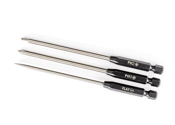 Traxxas 8714 Speed Bit Set, screwdriver, 3-piece straight (3mm slotted, #1 Phillips, and #2 Phillips bits), 1/4' drive