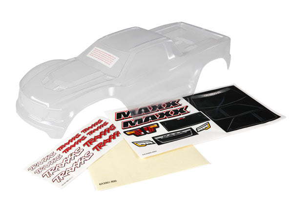 Traxxas 8911 Body, Maxx (Clear, requires painting)/ window masks/ Decal Sheet - TRA8911