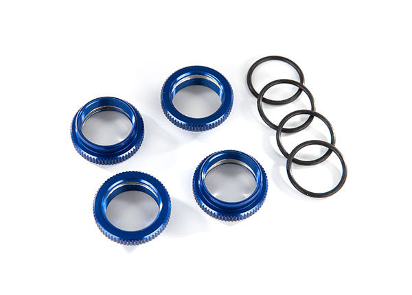 Traxxas 8968X Spring retainer (adjuster), - Blue-anodized aluminum, GT-Maxx shocks (4) (assembled with o-ring) - TRA8968X