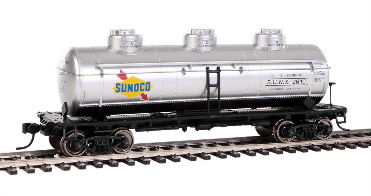 Walthers Mainline 36' 3-Dome Tank Car - Ready to Run -- Sunoco #2610 - 910-1142