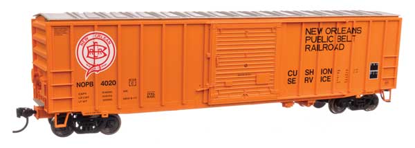 50' ACF Exterior Post Boxcar - Ready to Run -- New Orleans Public Belt Railroad #4020 (orange, black, red, white)