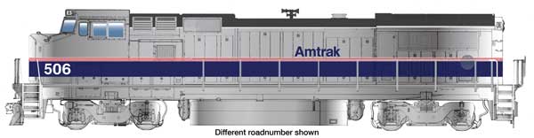 WalthersMainline HO GE Dash 8 P32-8BWH - ESU(R) Sound & DCC -- Amtrak(R) #509 - Phase IV (silver, blue stripe, red & white pinstripes) - 910-19564
