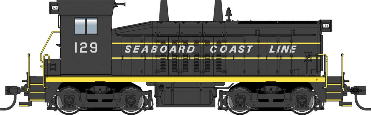 Walthers Mainline EMD SW7 - ESU Sound & DCC -- Seaboard Coast Line #129 (Phase II, black, yellow, white) - 910-20675