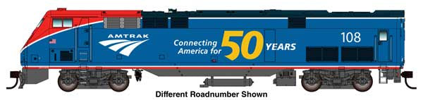 GE P42 Locomotive - Standard -- Amtrak (AMT) 50th Anniversary Phase VI #108