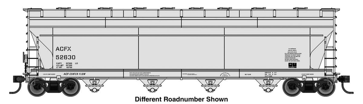 WalthersMainline HO ACF 5250 4-Bay Centerflow Covered Hopper - Ready to Run – ACFX #52644