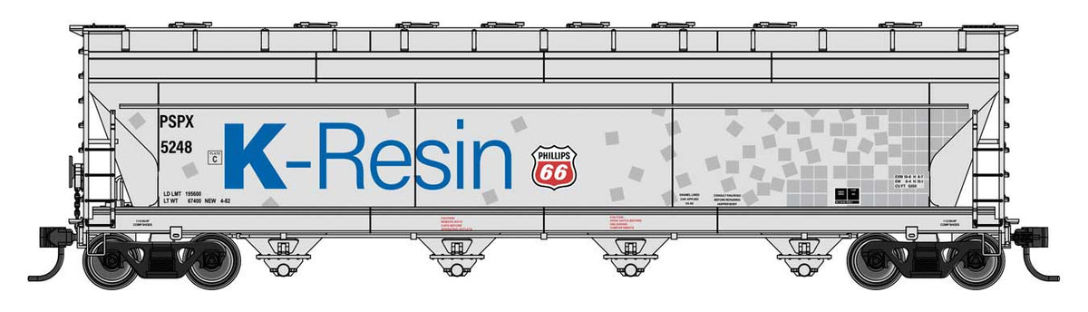 WalthersMainline HO ACF 5250 4-Bay Centerflow Covered Hopper - Ready to Run – Phillips 66 #5248
