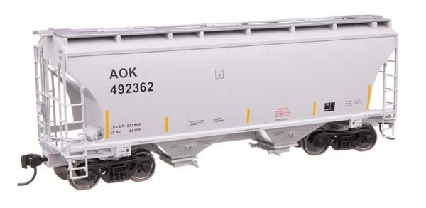 WalthersMainline HO 39' Trinity 3281 2-Bay Covered Hopper - Ready-to-Run -- Arkansas Oklahoma Railroad (AOK) #492362
