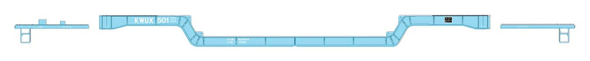 WalthersMainline HO 81' 8-Axle Depressed Center Flatcar - Ready to Run -- Siemens Westinghouse KWUX #501