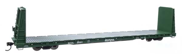 Walthers Mainline HO 68' Bulkhead Flatcar - Ready to Run -- BC Rail #66501