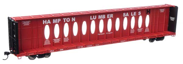 Walthers Mainline 72' Centerbeam Flatcar w/Opera Windows - Ready to Run -- Hampton Lumber CRLE #2566 - 910-50709