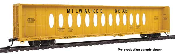 WalthersMainline 72' Centerbeam Flatcar w/Opera Windows - Ready to Run -- Milwaukee Road (MILW) #63086