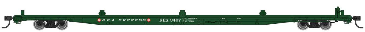 Walthers Mainline 85' General American G85 Flatcar - Ready to Run -- Railway Express Agency #3407 - 910-5527