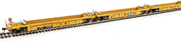 Walthers Mainline Thrall 5-Unit Rebuilt 40' Well Car - Ready to Run -- TTX DTTX 740766 A-E (yellow, large black and white logo) - 910-55609