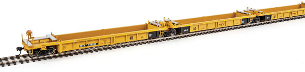 Walthers Mainline Thrall 5-Unit Rebuilt 40' Well Car - Ready to Run -- TTX DTTX 748260 A-E (yellow, small red logo) - 910-55615