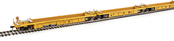 Walthers Mainline Thrall 5-Unit Rebuilt 40' Well Car - Ready to Run -- TTX DTTX 748141 A-E (yellow, large red logo) - 910-55616