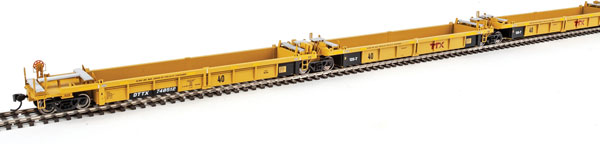 Walthers Mainline Thrall 5-Unit Rebuilt 40' Well Car - Ready to Run -- TTX DTTX 748512 A-E (yellow, large red logo) - 910-55618