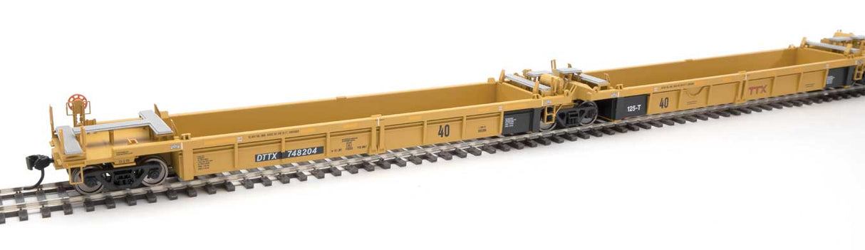 Walthers Mainline Thrall 5-Unit Rebuilt 40' Well Car - Ready to Run -- Trailer-Train DTTX #748204 A-E (yellow, Small Red Logo) - 910-55649