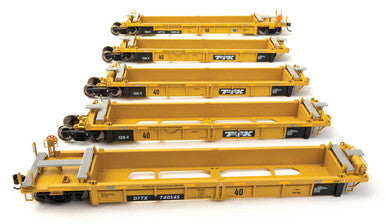 WalthersMainline HO Thrall 5-Unit Rebuilt 40' Well Car - Ready to Run -- TTX DTTX #740545 - black & white TTX logo - 910-55664