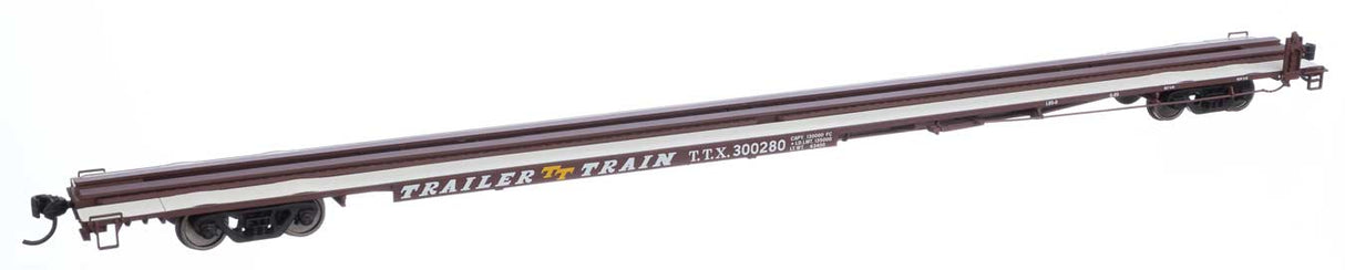 Walthers Mainline 85' General American G85 Flatcar - Ready to Run -- TTX (Brown) #300280 - 910-5566