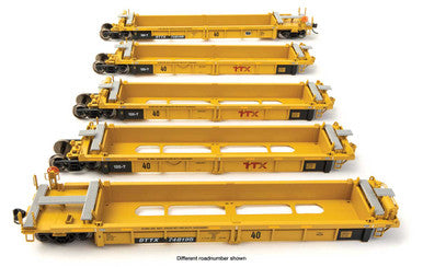 WalthersMainline HO Thrall 5-Unit Rebuilt 40' Well Car - Ready to Run -- TTX DTTX #748247 - large red TTX logo - 910-55673