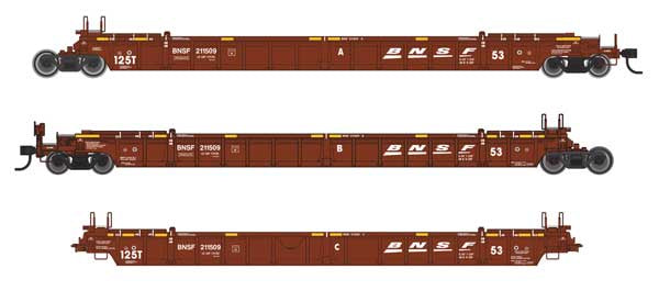 WalthersMainline HO NSC Articulated 3-Unit 53' Well Car - Ready-to-Run -- BNSF Railway #211509